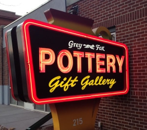 Grey Fox Pottery sign