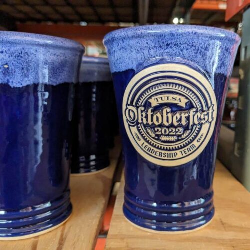 blue custom beer stein pint