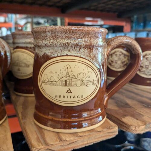 brown custom coffee mug with logo