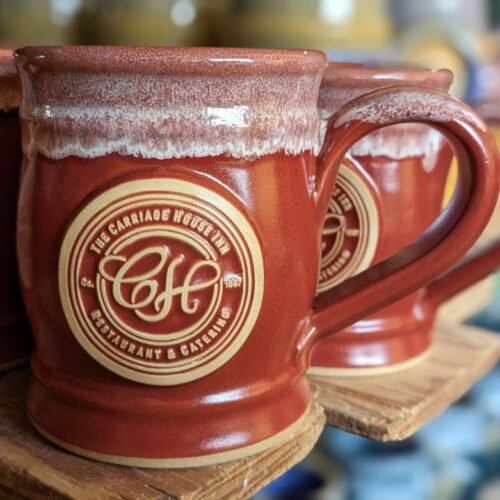 red custom coffee mug with logo