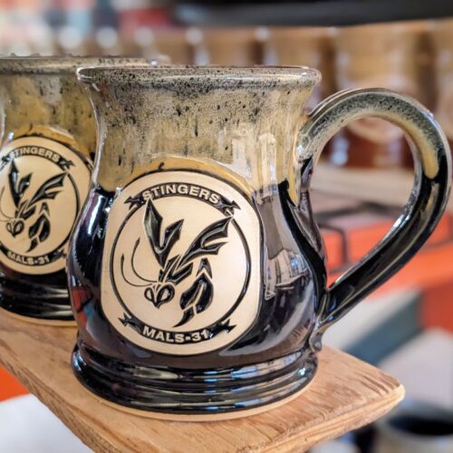 black custom coffee mugs with logo