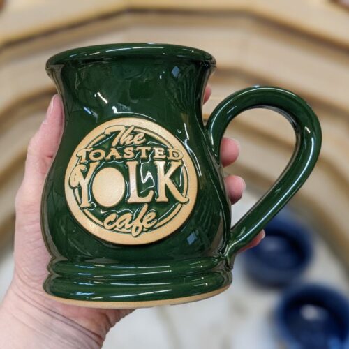 green custom coffee mugs with logo