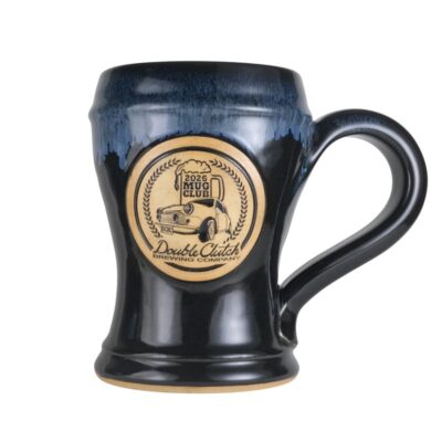 22 ounce Pilsner Style beer stein in a Black with Blue glaze color