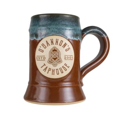 24 ounce Smokestack Beer Mug in a Chestnut with Green glaze color
