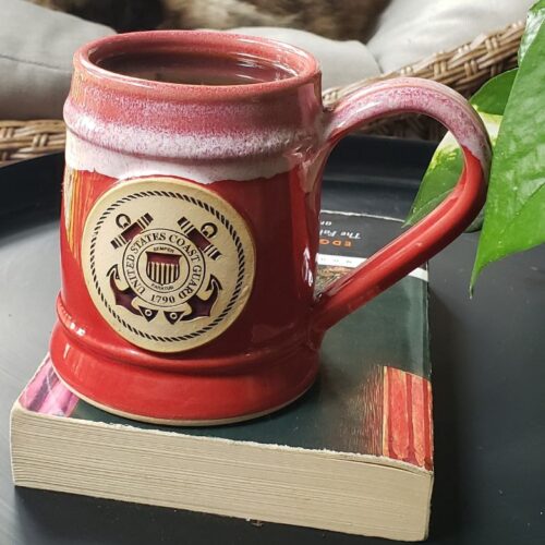 red custom coffee mug with logo