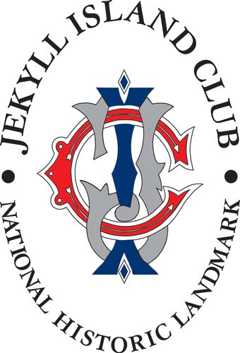 The text "Jekyll Island Club National Historic Landmark" with an complex illustration in the middle.
