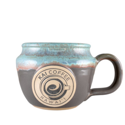 12 ounce Cottage coffee mug shown in Peppercorn with Tin Green glaze