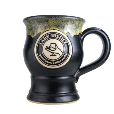 20 ounce Chalice beer stein in a Satin Black with Gold rim glaze combo